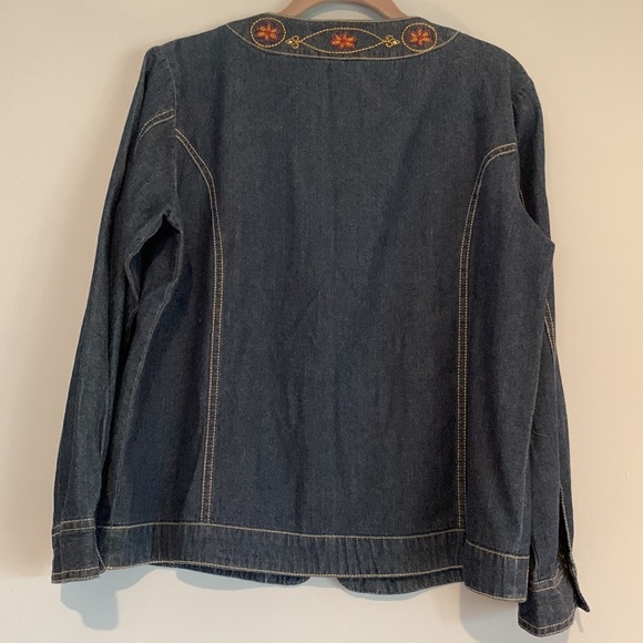 Vintage Adrian Delafield Denim Jacket Like New W/Embroidery Zip Ip Front - Picture 4 of 8